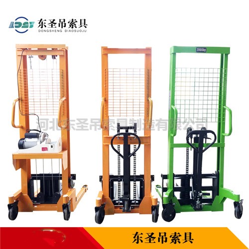 手动液压装卸车产品实拍照片--河北东圣吊索具制造有限公司--手动液压堆高车|手动叉车|石材夹具|小型搅拌机
